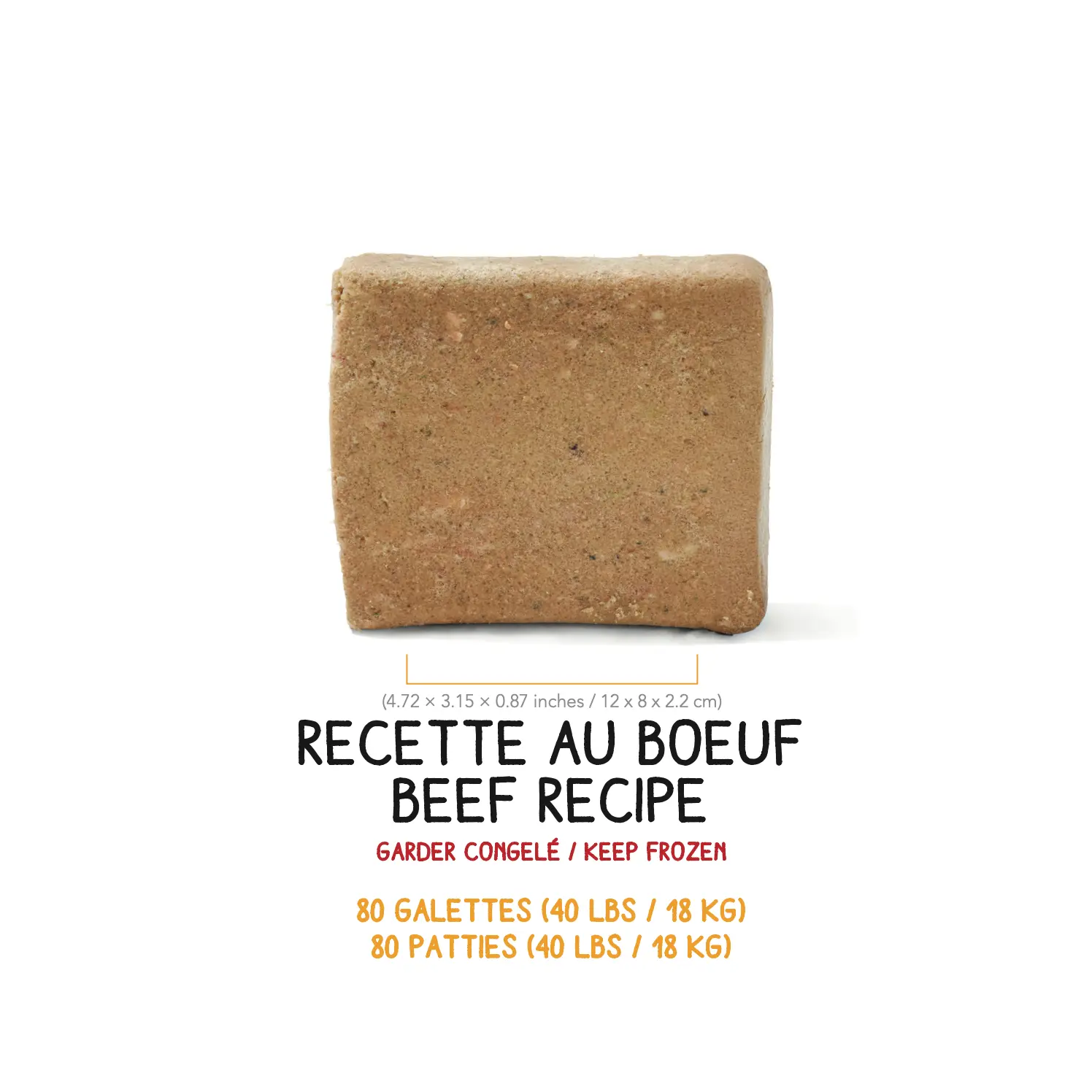 Boeuf - Pour chien adulte qui pèse entre 40lbs et 80lbs - Sac de 80 Galettes - Poids par galette 0.5lbs / ≈ 227g – Image 2